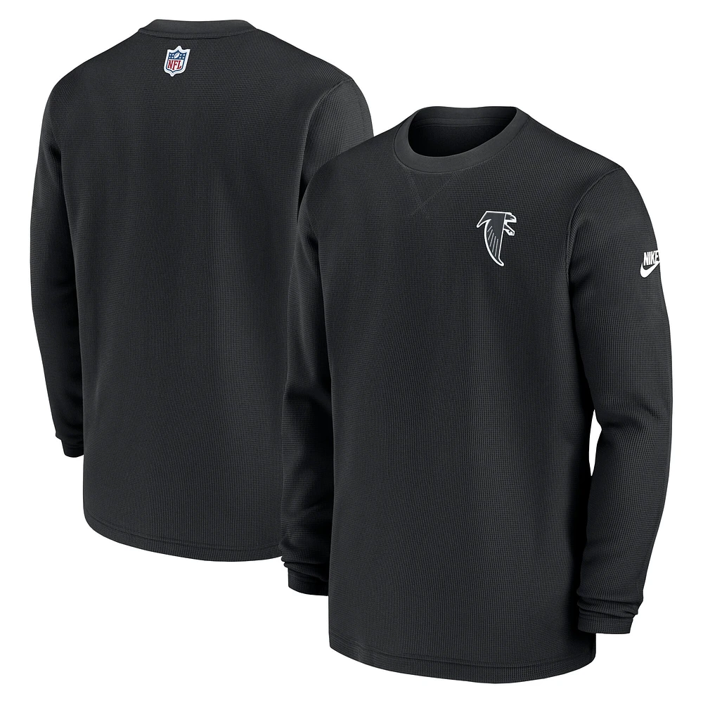 Men's Nike Black Atlanta Falcons 2023 Sideline Alternate Logo Waffle Knit Long Sleeve T-Shirt