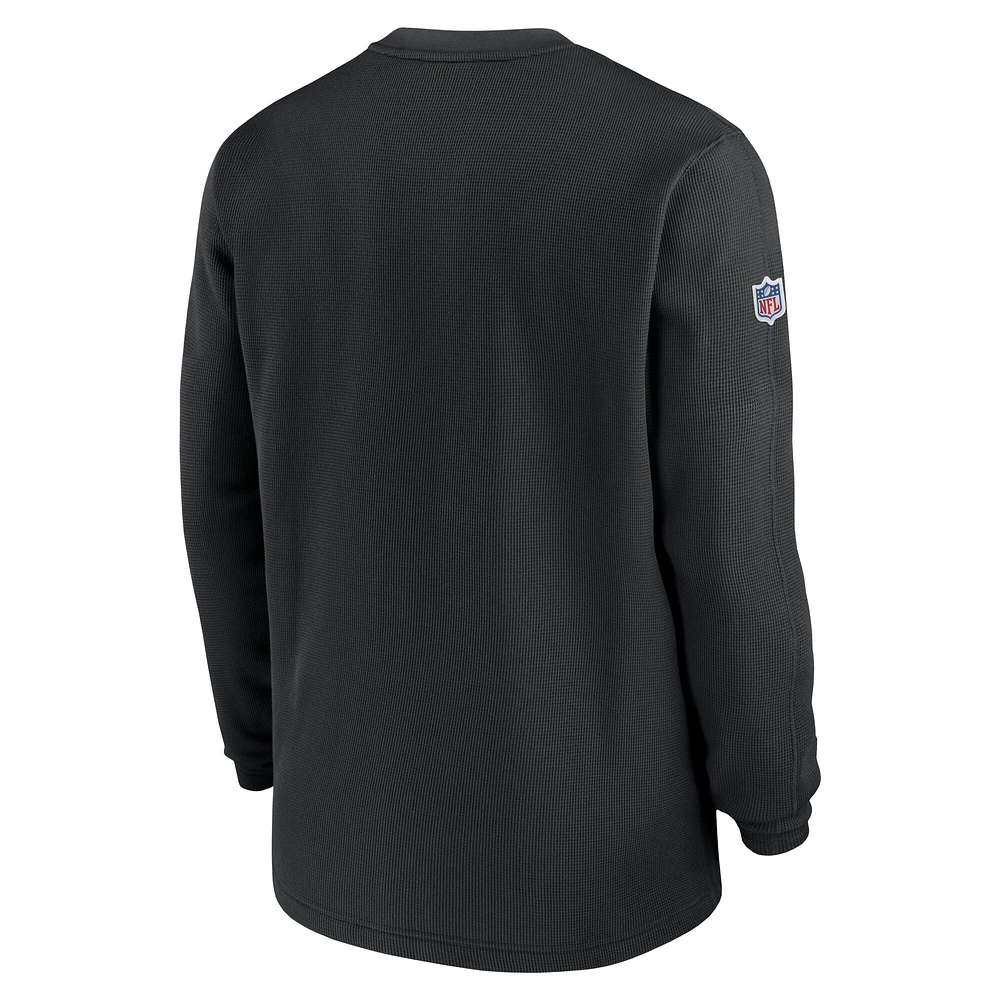 Haut à manches longues gaufré brossé lourd Nike Atlanta Falcons 2023 Sideline Throwback pour homme Noir