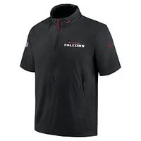 Men's Nike Black Atlanta Falcons 2024 Sideline Coach Short Sleeve Half-Zip Hoodie Jacket