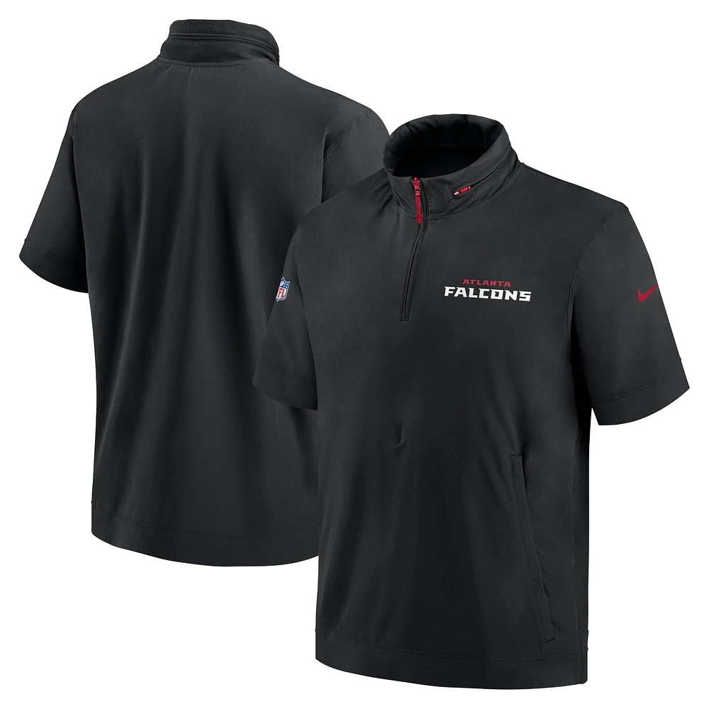 Veste à capuche manches courtes et demi-zip Nike Atlanta Falcons 2024 Sideline Coach pour homme, noire