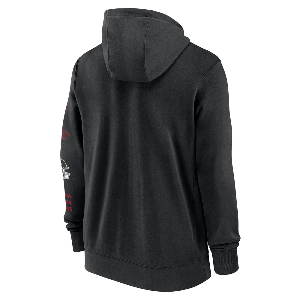 Veste à capuche entièrement zippée Nike Atlanta Falcons Club pour homme, noire