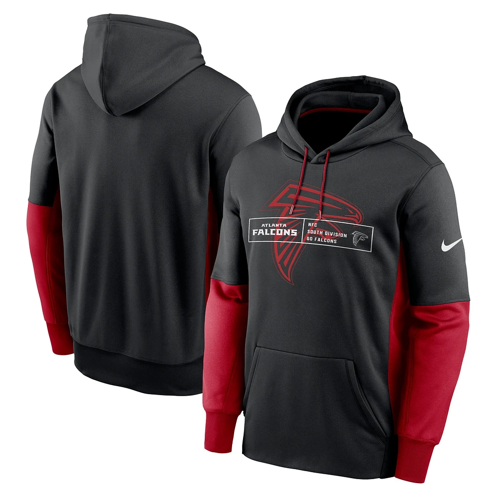 Sweat à capuche Performance en molleton blocs de couleurs Atlanta Falcons Nike pour homme, noir