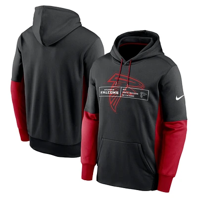 Men's Nike Black Atlanta Falcons Color Block Fleece Performance Pullover Hoodie