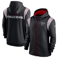 Sweat à capuche entièrement zippé Nike Atlanta Falcons Performance Sideline Lockup pour homme, noir