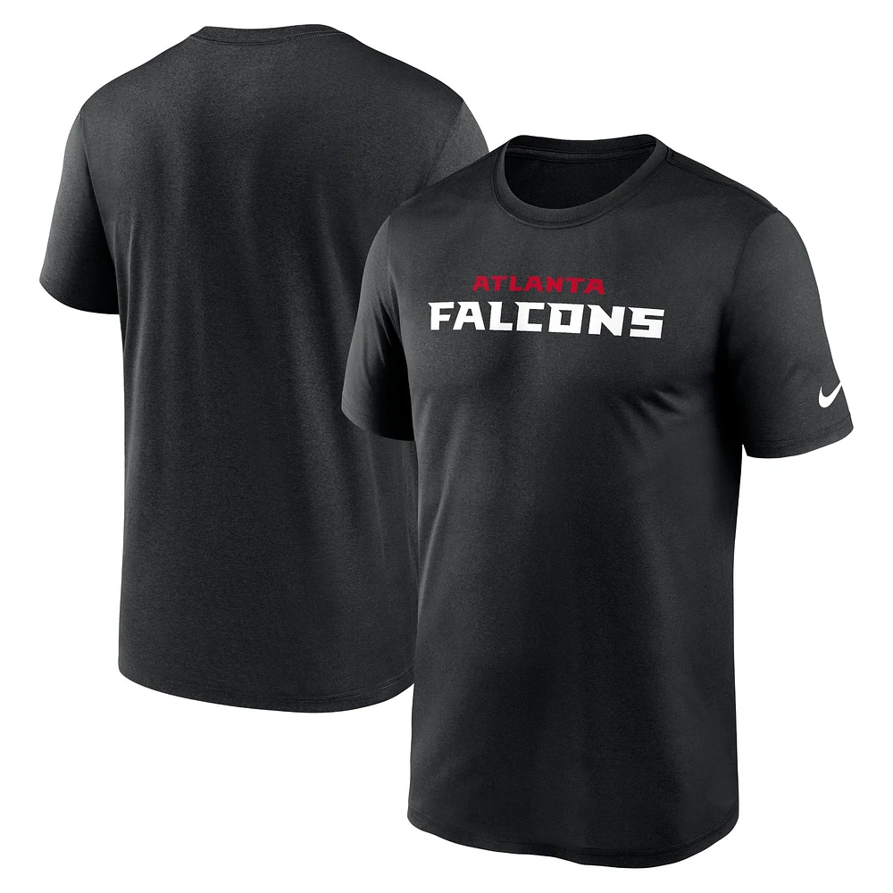 T-shirt Nike noir Atlanta Falcons Primetime Legend Wordmark Performance pour homme