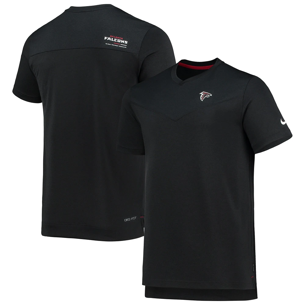 T-shirt à col en V Chevron Lock Up Performance des Atlanta Falcons 2022 Sideline Coach pour homme Noir Nike