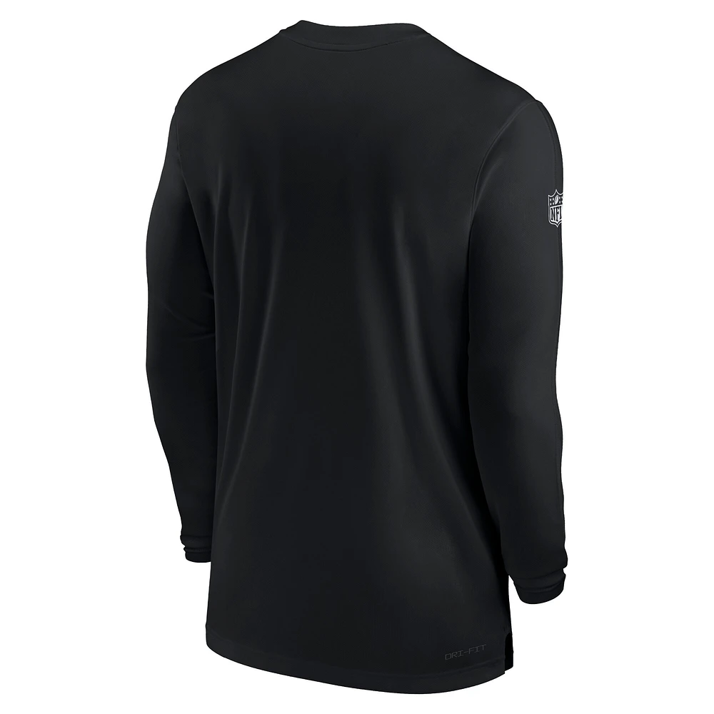 T-shirt à manches longues Nike Atlanta Falcons Sideline Coach Performance pour homme, noir