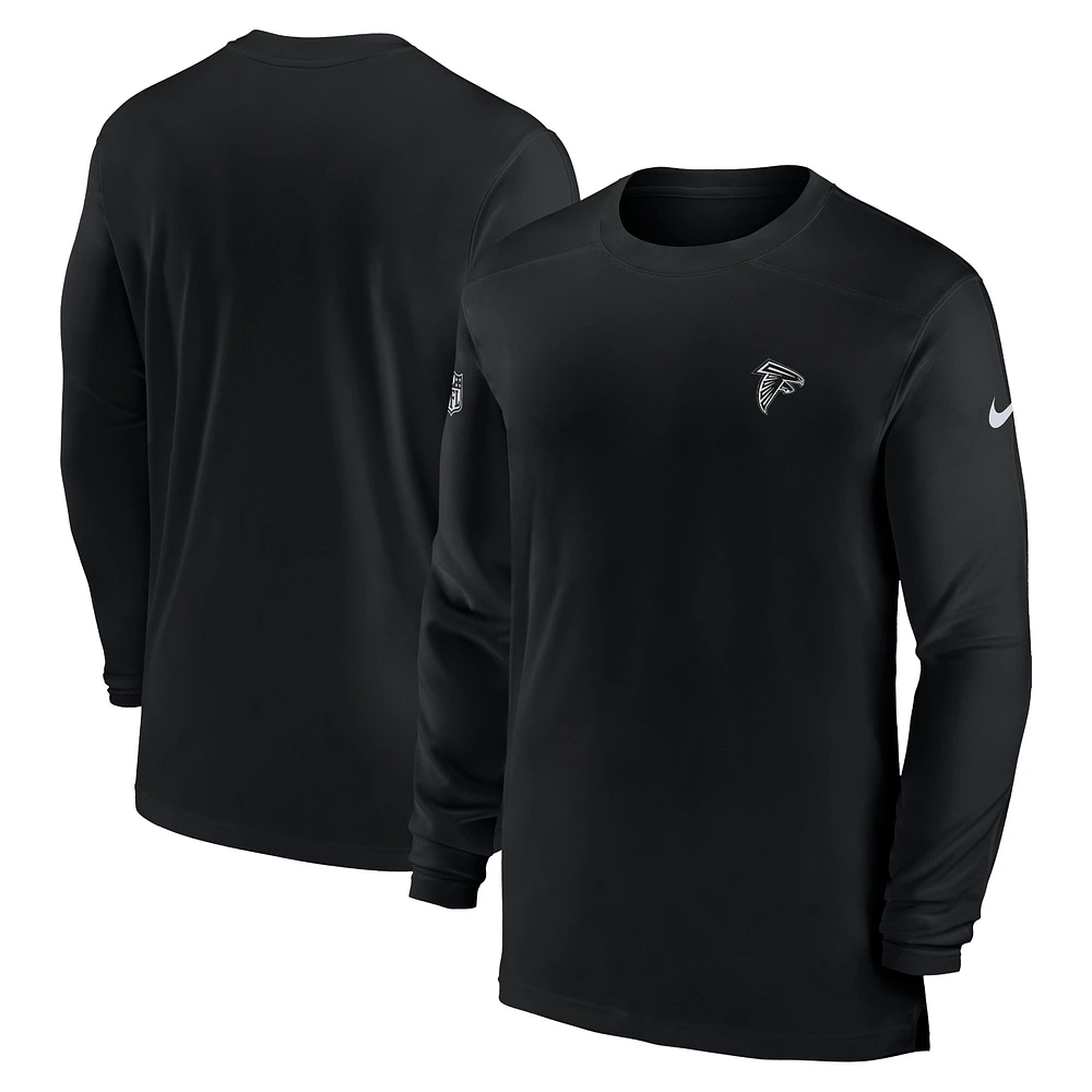 T-shirt à manches longues Nike Atlanta Falcons Sideline Coach Performance pour homme, noir