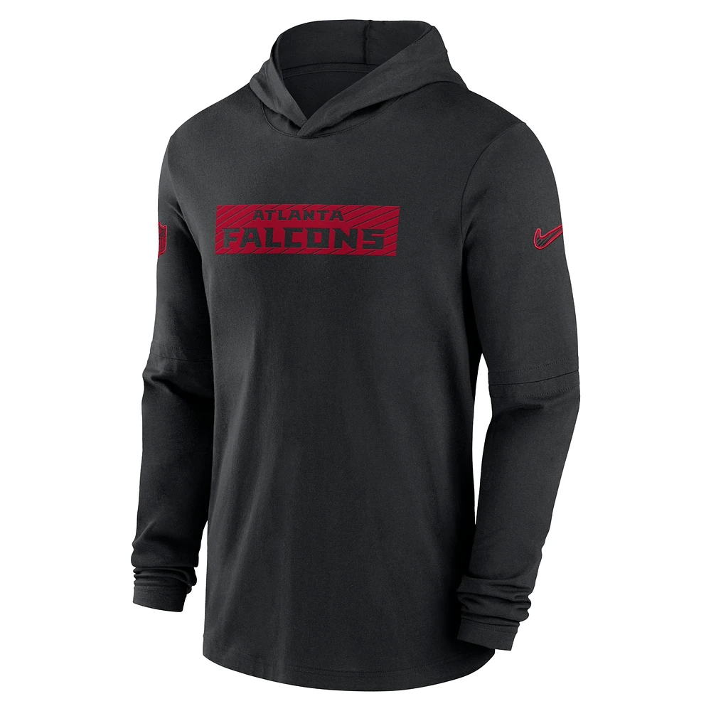 T-shirt à capuche Performance manches longues Nike Atlanta Falcons Sideline pour homme, noir