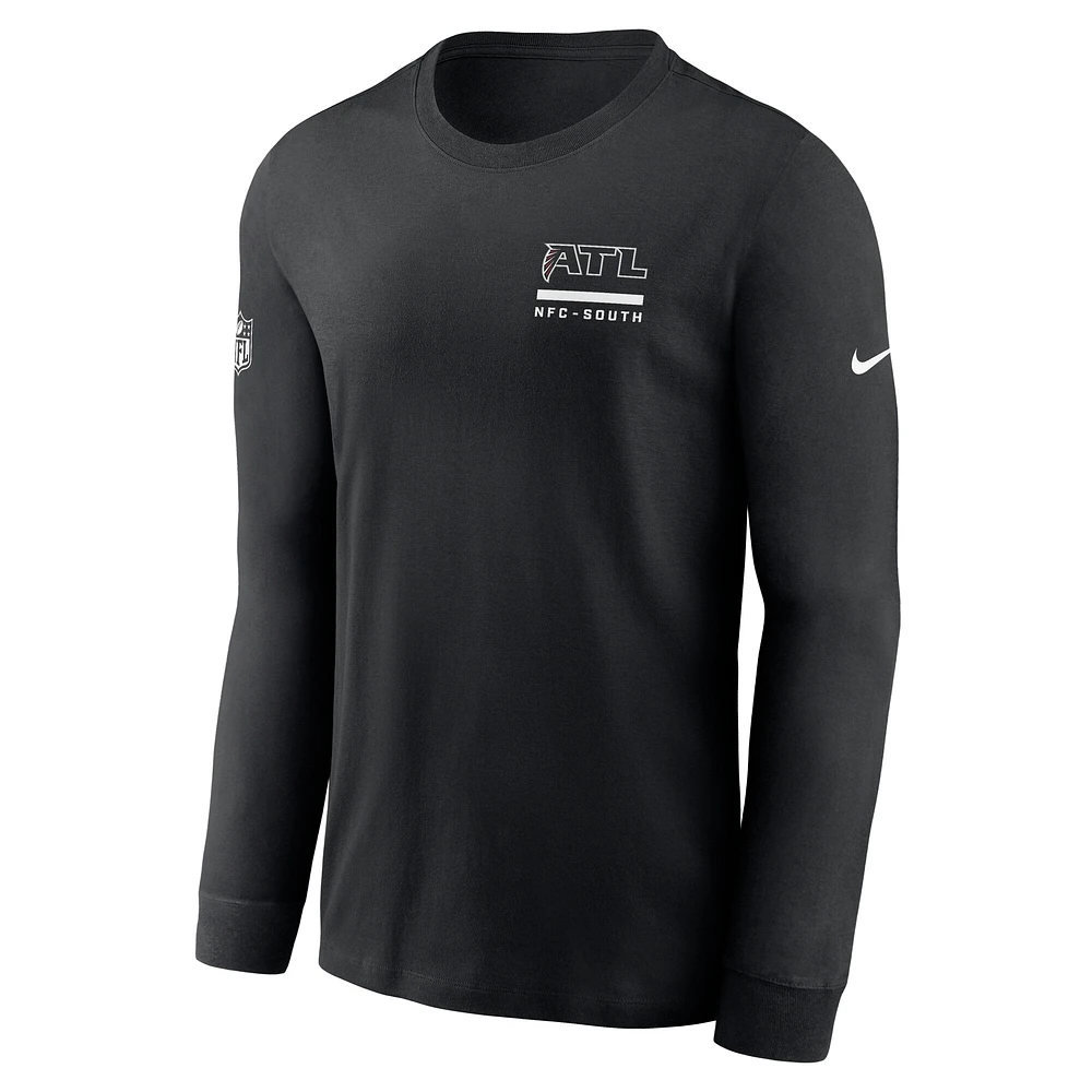 T-shirt Nike noir à manches longues pour homme, coupe athlétique, des Falcons d'Atlanta