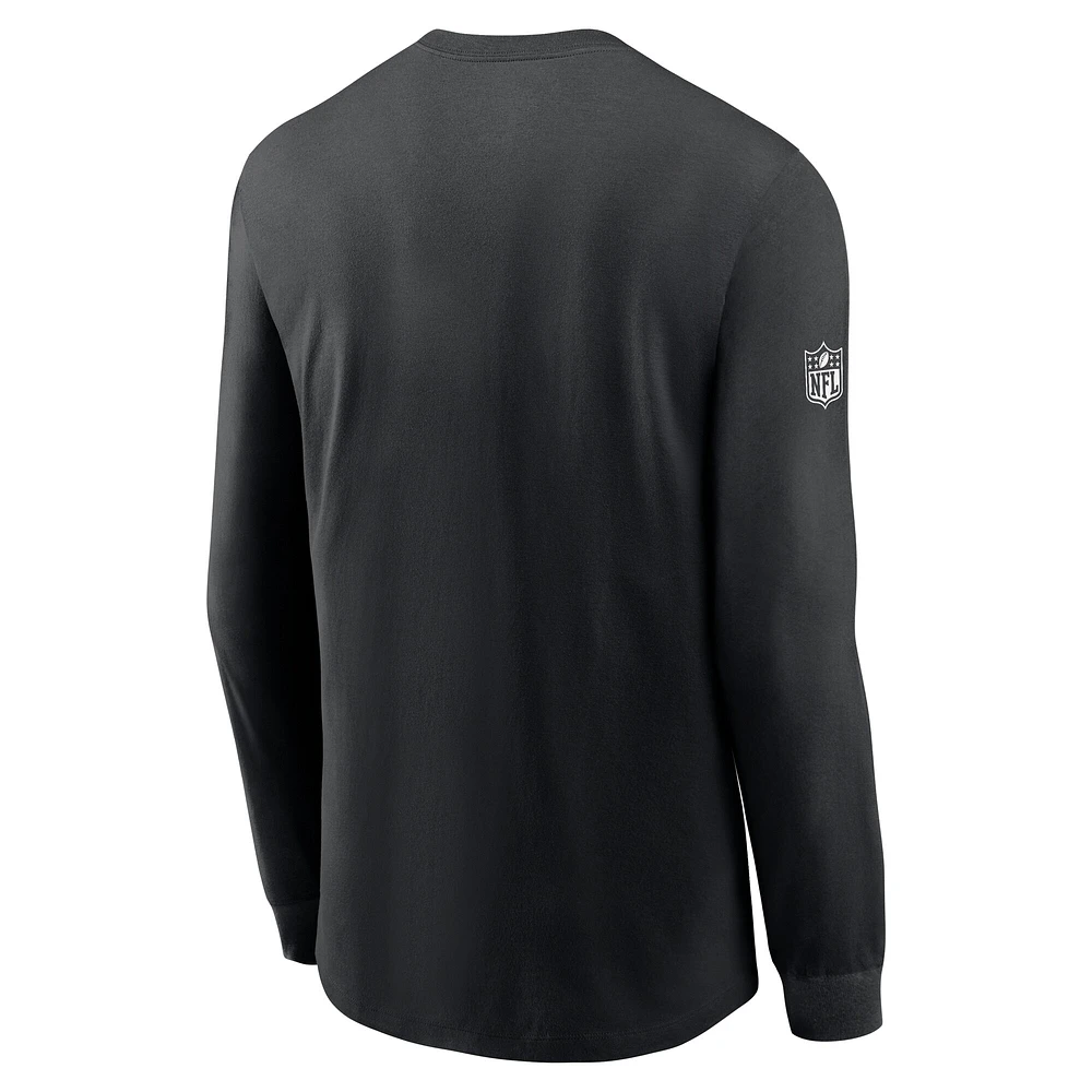 T-shirt Nike noir à manches longues pour homme, coupe athlétique, des Falcons d'Atlanta