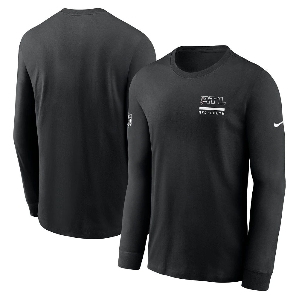 T-shirt Nike noir à manches longues pour homme, coupe athlétique, des Falcons d'Atlanta