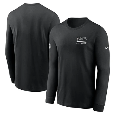 T-shirt Nike noir à manches longues pour homme, coupe athlétique, des Falcons d'Atlanta