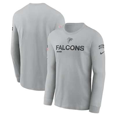 T-shirt à manches longues Nike Atlanta Falcons 2024 Salute To Service pour homme Gris