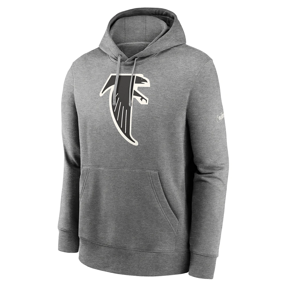 Sweat à capuche Nike Heather Charcoal Atlanta Falcons Rewind Club pour homme