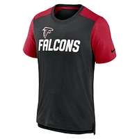 Men's Nike Heathered Black/Heathered Red Atlanta Falcons Color Block Team Name T-Shirt