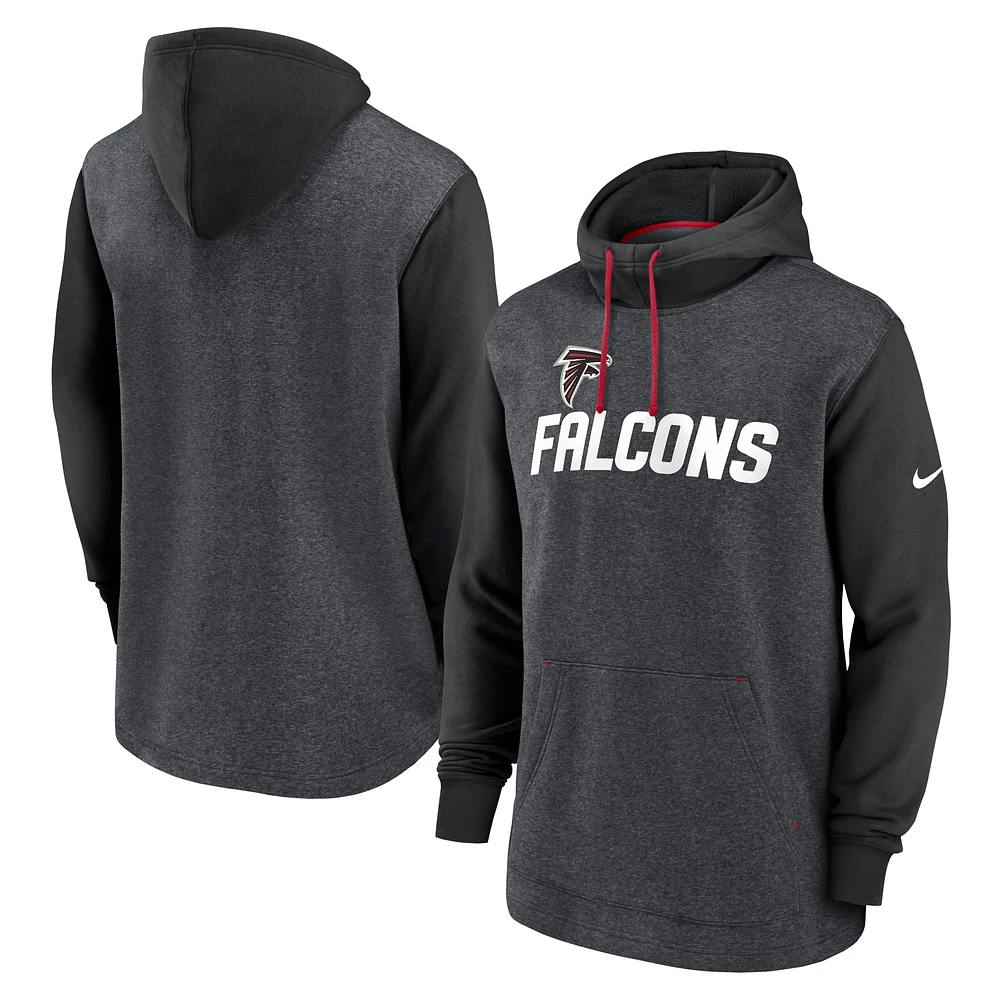 Men's Nike Heathered Charcoal/Black Atlanta Falcons Surrey Legacy Pullover Hoodie