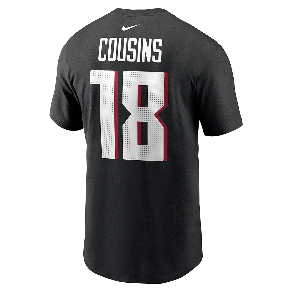 T-shirt avec nom et numéro de joueur des Atlanta Falcons Nike Kirk Cousins ​​pour homme, noir