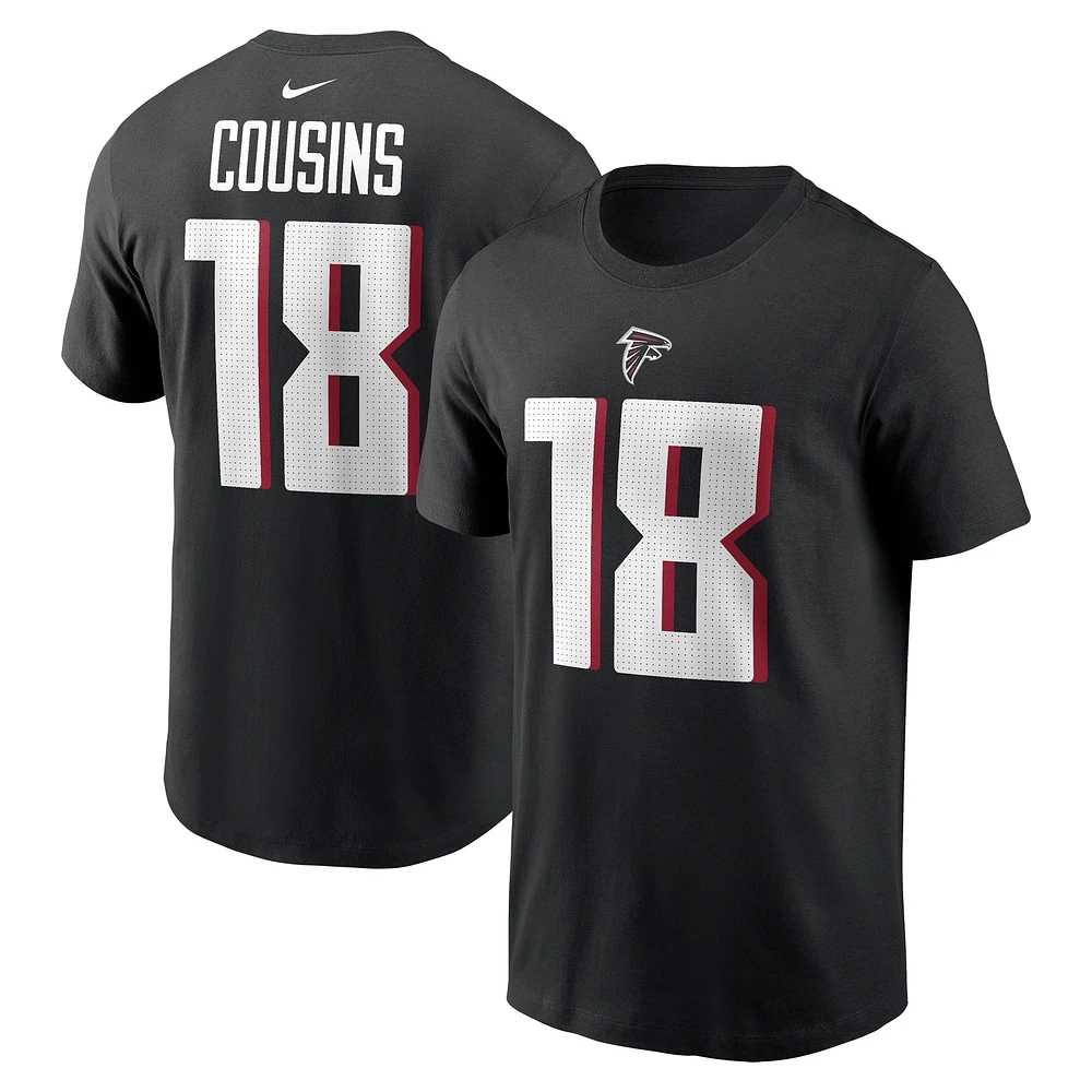 T-shirt avec nom et numéro de joueur des Atlanta Falcons Nike Kirk Cousins ​​pour homme, noir