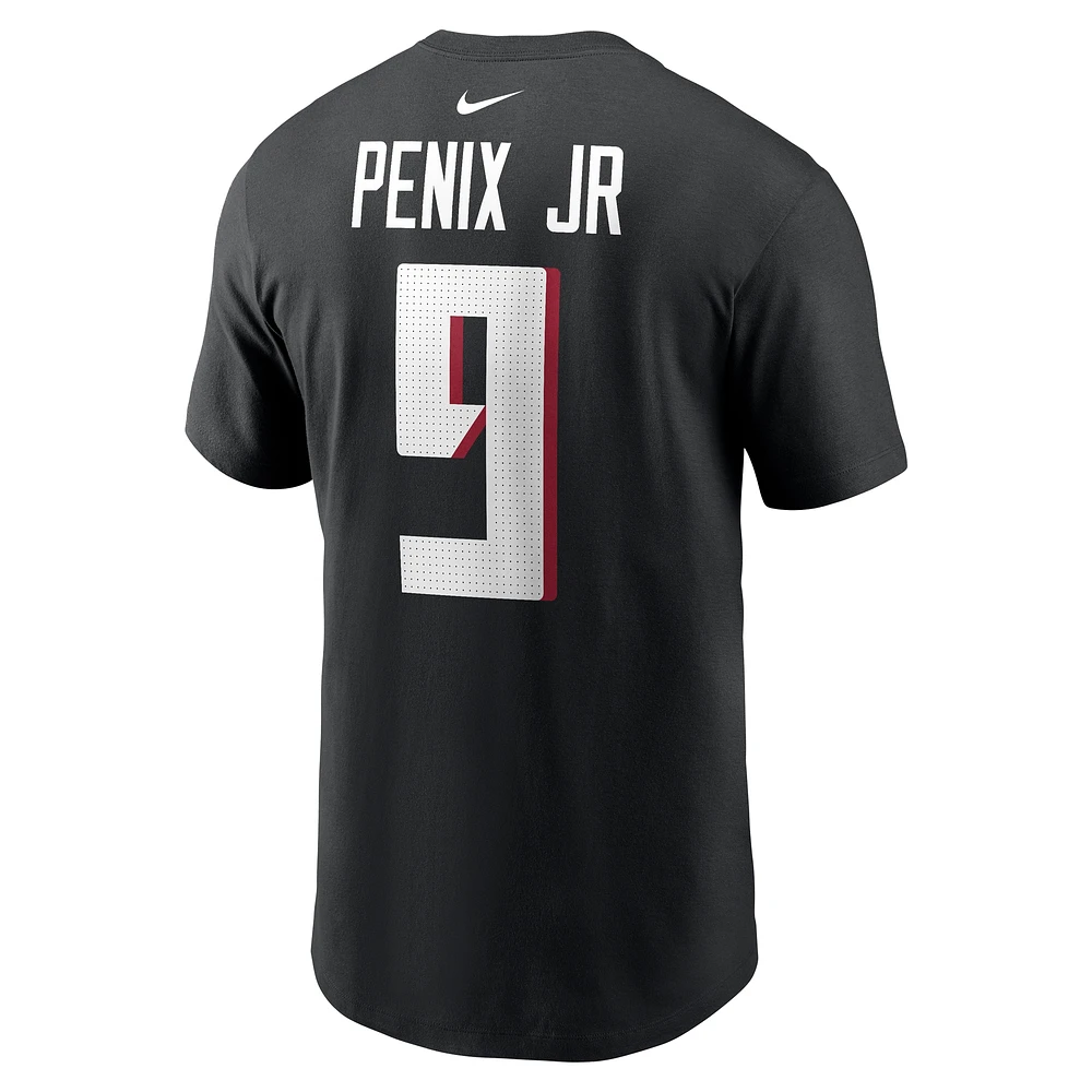 T-shirt Nike Michael Penix Jr. pour homme, noir, avec nom et numéro des Atlanta Falcons