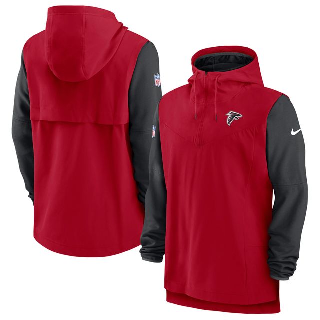 Sweat à capuche quart de zip pour homme Atlanta Falcons Sideline Player Nike rouge/noir