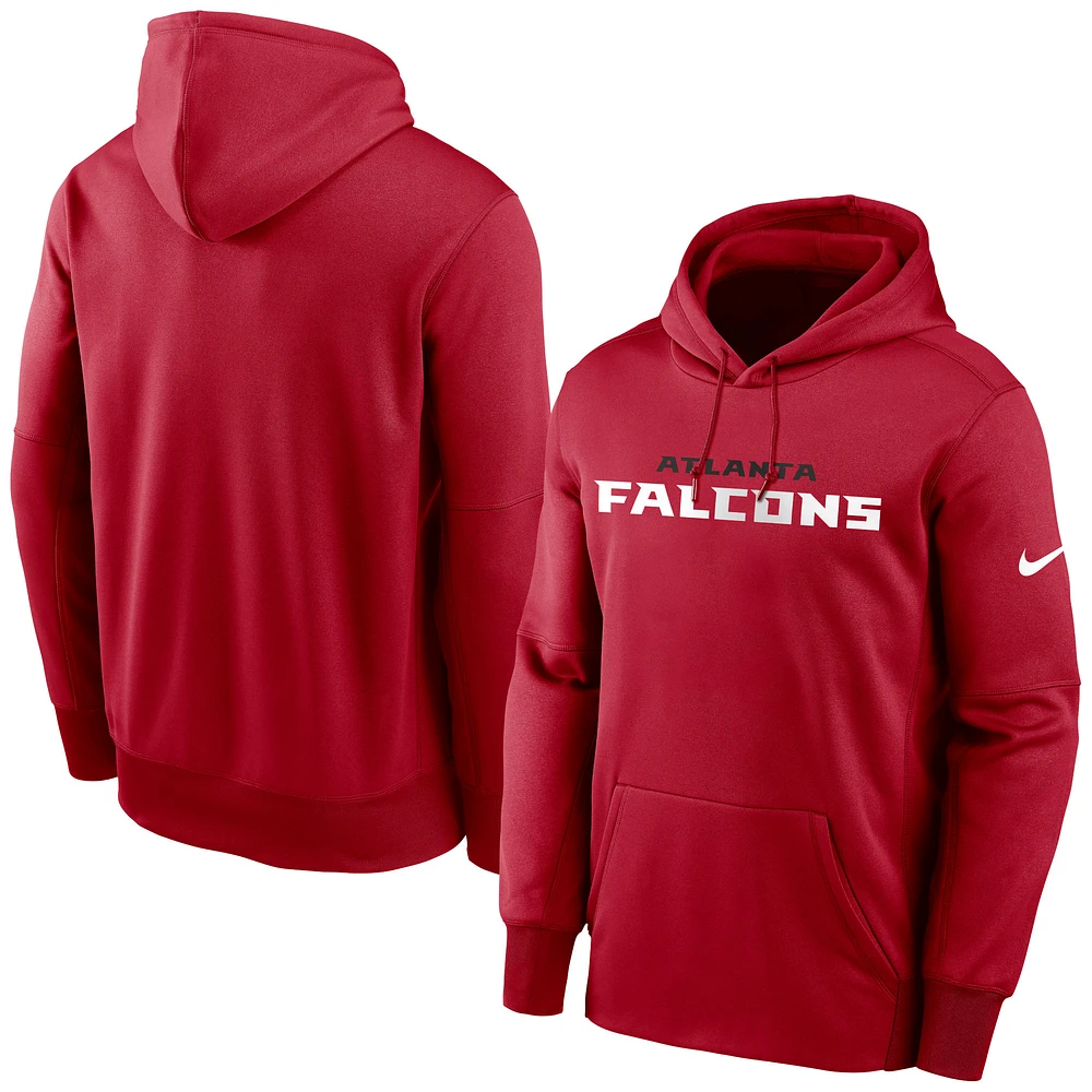 Chandail à capuchon Performance Wordmark Fan Gear des Atlanta Falcons de Nike pour homme, rouge