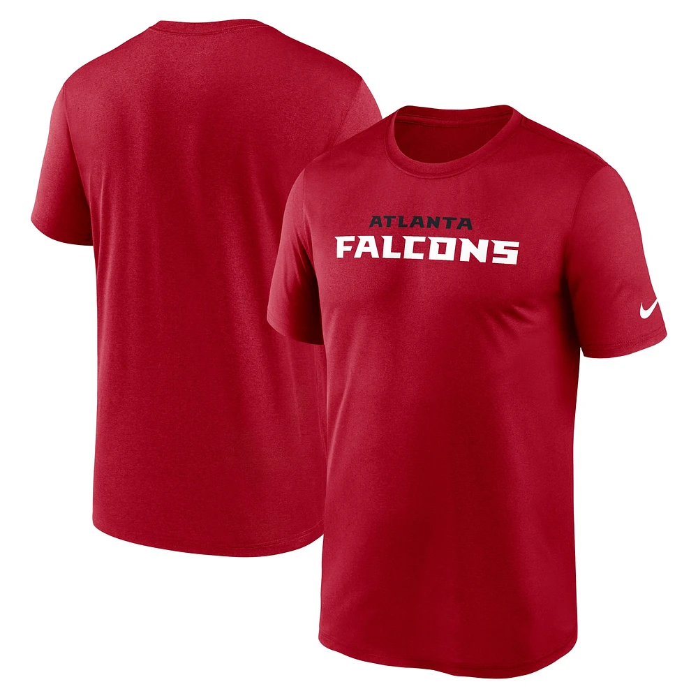 T-shirt Nike rouge Atlanta Falcons Primetime Legend Wordmark Performance pour homme