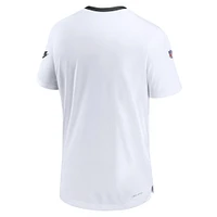 T-shirt de performance alternative des entraîneurs la ligne touche Falcons d'Atlanta Nike pour homme, blanc