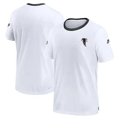 T-shirt de performance alternative des entraîneurs la ligne touche Falcons d'Atlanta Nike pour homme, blanc