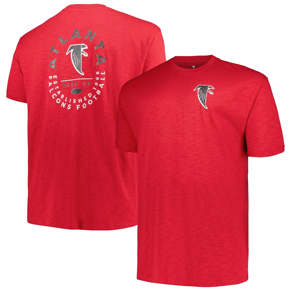 T-shirt rouge à deux coups pour hommes des Falcons d'Atlanta Big & Tall