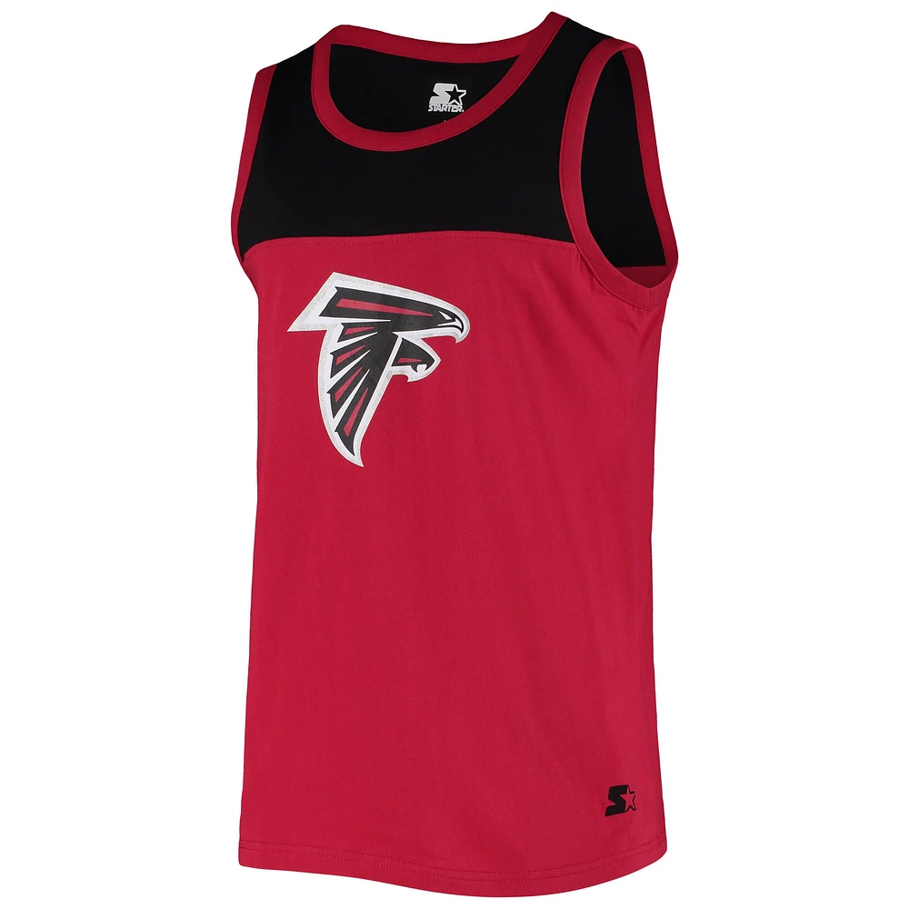 Men's Starter Red/Black Atlanta Falcons Team Touchdown Fashion Tank Top