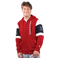 Sweat à capuche zippé intégral Atlanta Falcons Extreme pour homme, rouge