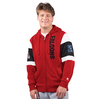 Sweat à capuche zippé avec logo vintage Extreme Starter Red Atlanta Falcons pour homme