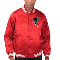 Veste universitaire à bouton-pression en satin pour vestiaire des Falcons d'Atlanta Starter rouge hommes