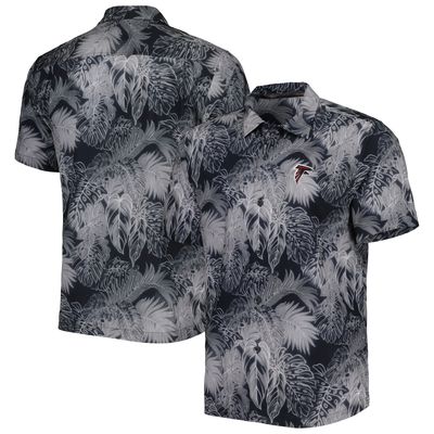 Men's Tommy Bahama Black Atlanta Falcons Coast Luminescent Fronds Camp IslandZone Button-Up Shirt