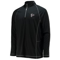 Men's Tommy Bahama Black Atlanta Falcons Goal Keeper Raglan Half-Zip Jacket