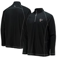 Men's Tommy Bahama Black Atlanta Falcons Goal Keeper Raglan Half-Zip Jacket