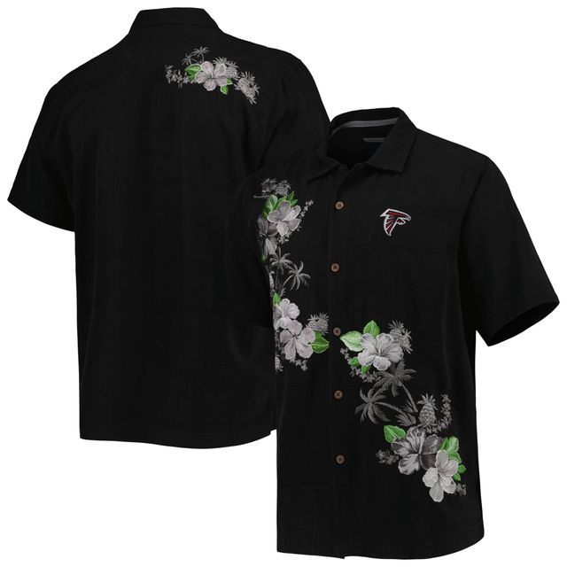 Chemise boutonnée Tommy Bahama noire Atlanta Falcons Sport Azule Oasis Camp pour hommes