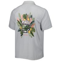 Men's Tommy Bahama Gray Atlanta Falcons Coconut Point Frondly Fan Camp IslandZone Button-Up Shirt