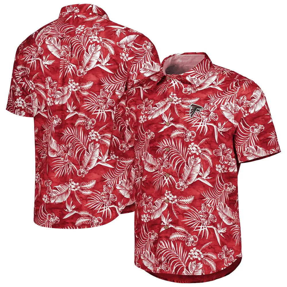 Chemise à boutons complets Tommy Bahama Atlanta Falcons Aqua Lush rouge pour homme