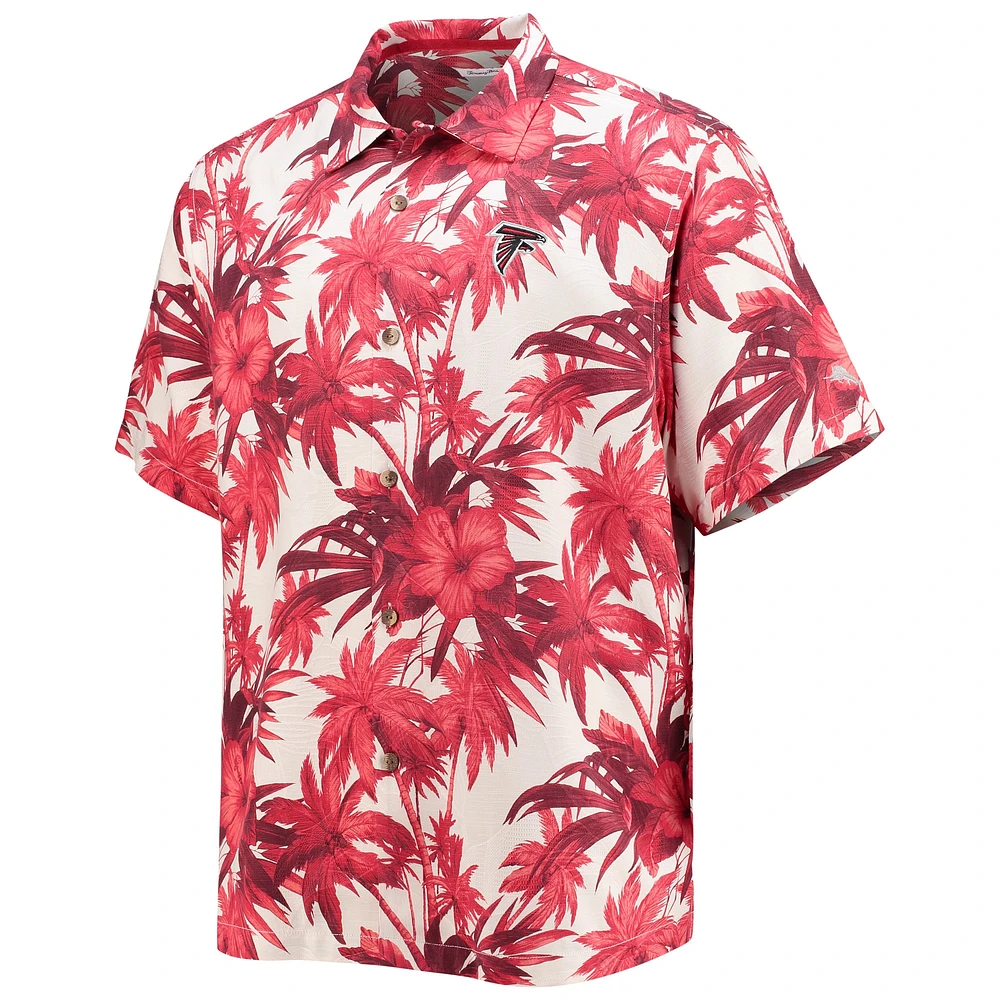 Men's Tommy Bahama Red Atlanta Falcons Sport Harbor Island Hibiscus Camp Button-Up Shirt