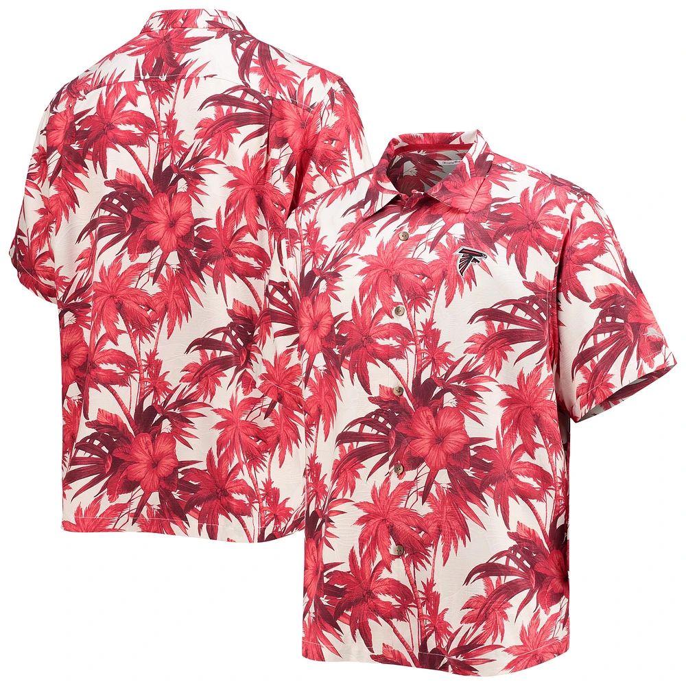 Men's Tommy Bahama Red Atlanta Falcons Sport Harbor Island Hibiscus Camp Button-Up Shirt