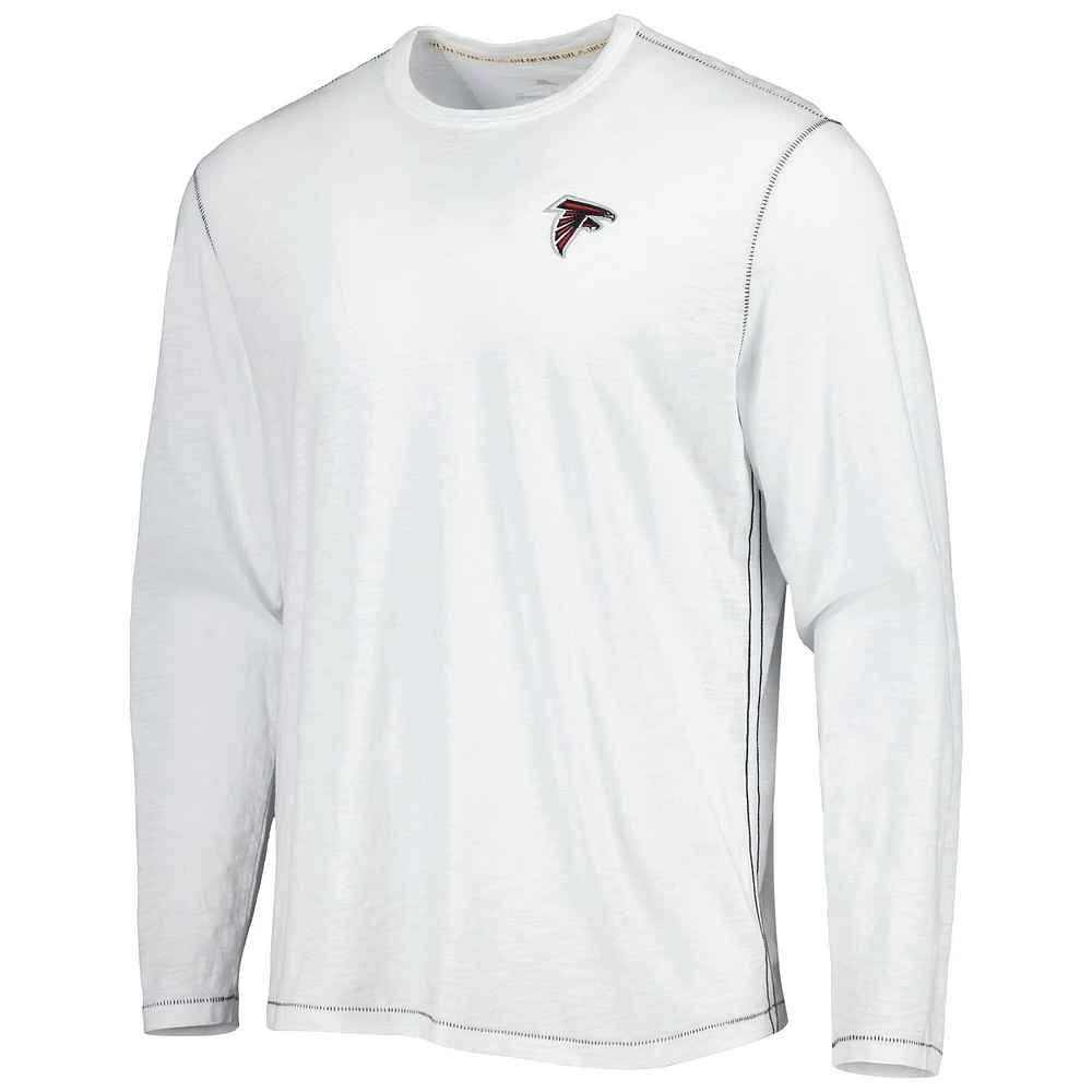 T-shirt à manches longues Tommy Bahama Atlanta Falcons Laces Out Billboard pour homme, blanc