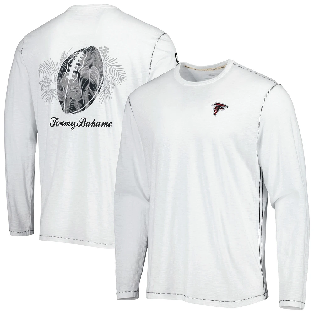 T-shirt à manches longues Tommy Bahama Atlanta Falcons Laces Out Billboard pour homme, blanc