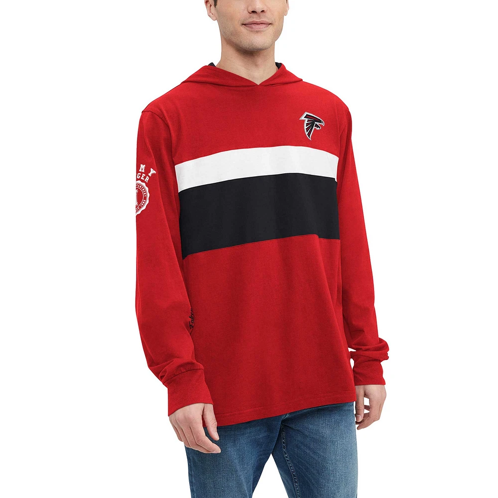 T-shirt à capuche manches longues Tommy Hilfiger rouge Atlanta Falcons Morgan pour hommes