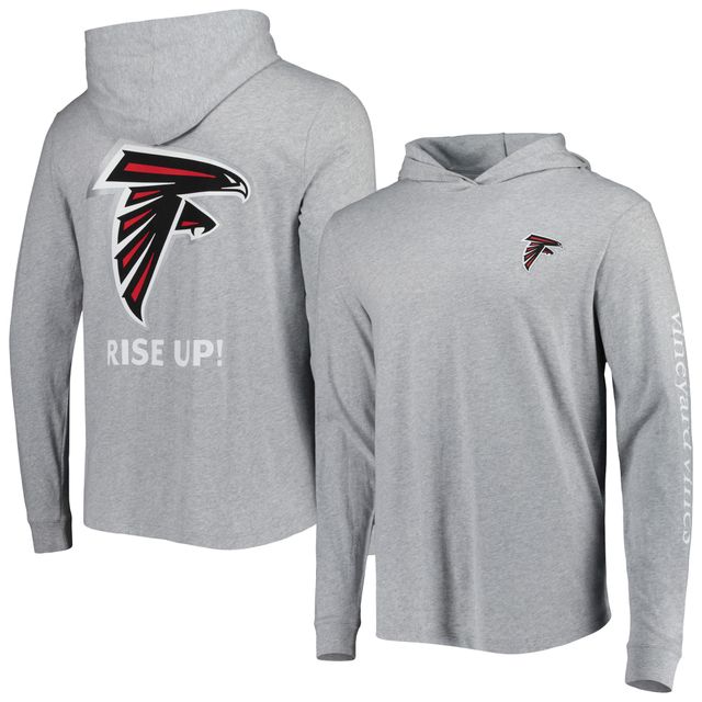 T-shirt à capuche manches longues pour homme Vineyard Vines gris chiné Atlanta Falcons Local