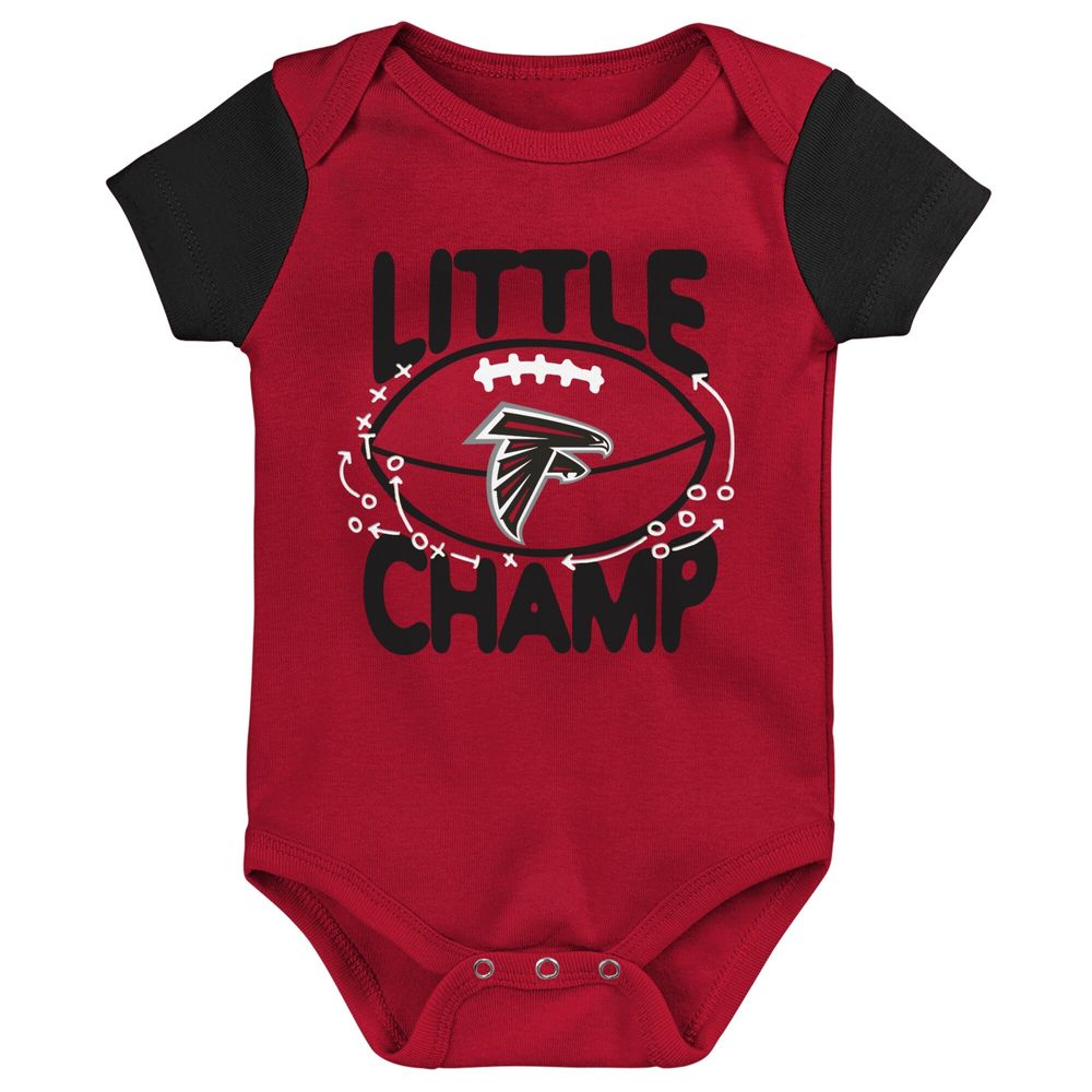 Newborn & Infant Red/Black Atlanta Falcons Little Champ Three-Piece Bodysuit Bib Booties Set