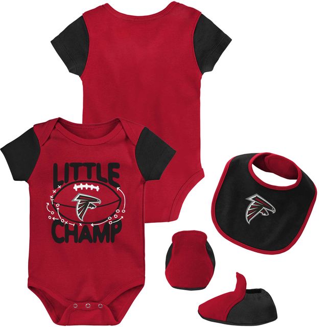 Ensemble bavoir et chaussons trois pièces pour nouveau-né bébé Atlanta Falcons Little Champ rouge/noir