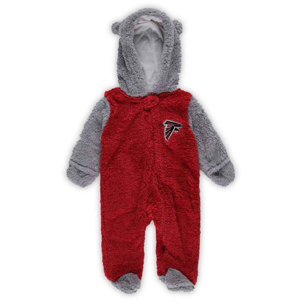 Newborn & Infant Red/Gray Atlanta Falcons Game Nap Teddy Fleece Bunting Full-Zip Sleeper