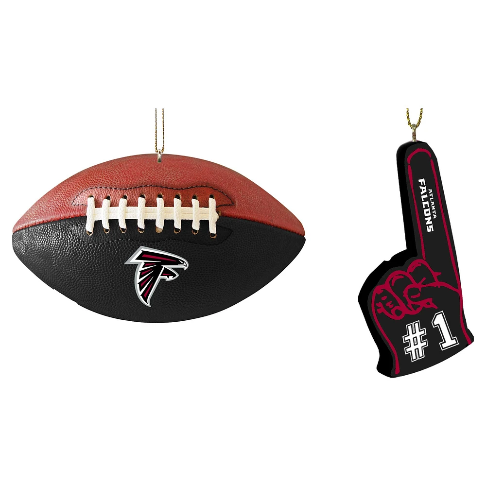 Ensemble de deux décorations de doigts en mousse et ballon de football des Atlanta Falcons de The Memory Company